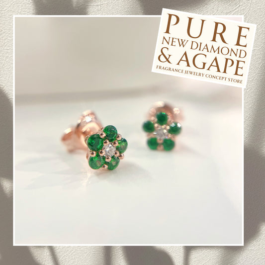 S925 綠色鋯石小梅花鑽石耳環42ASEO14-紅