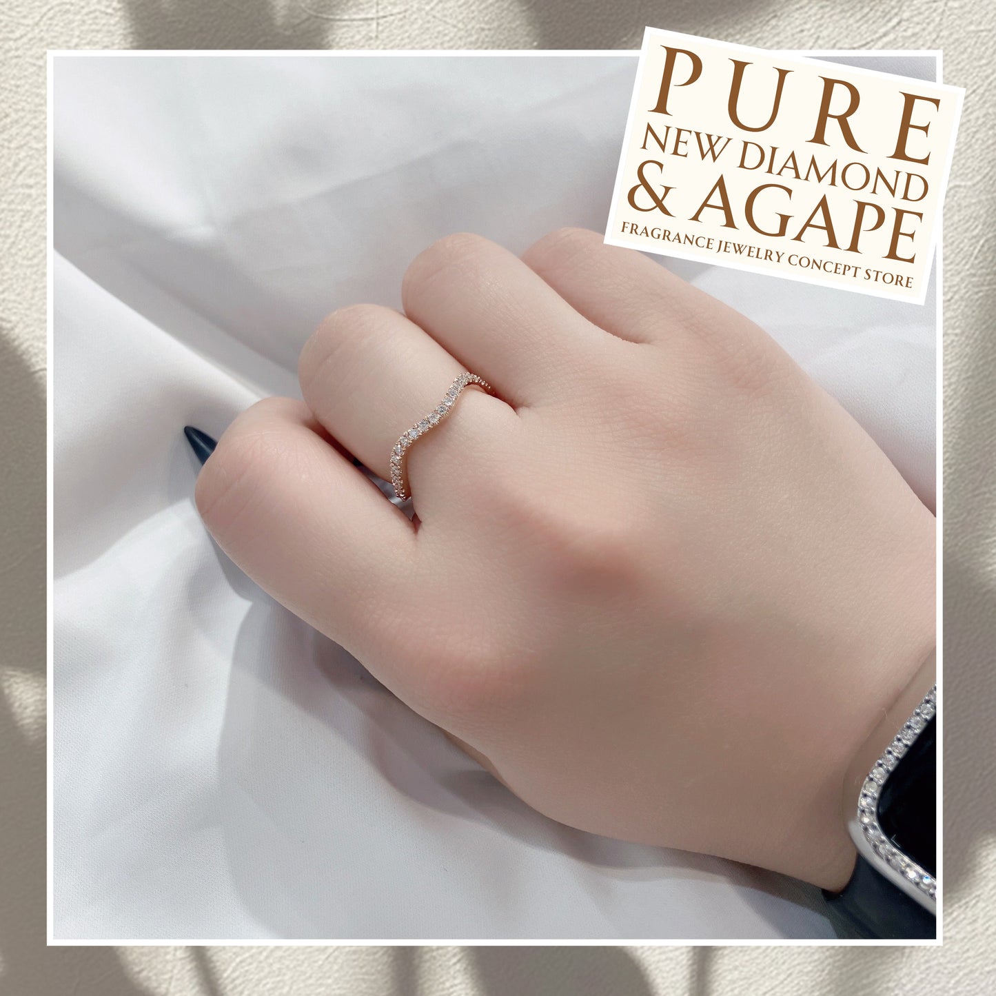 *New* S925 波浪形全圈滿鑽線戒42AJR0455-紅