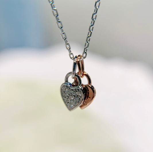 *新品上市* S925 心鎖系列 鑽石頸鏈42AJN0189-雙色