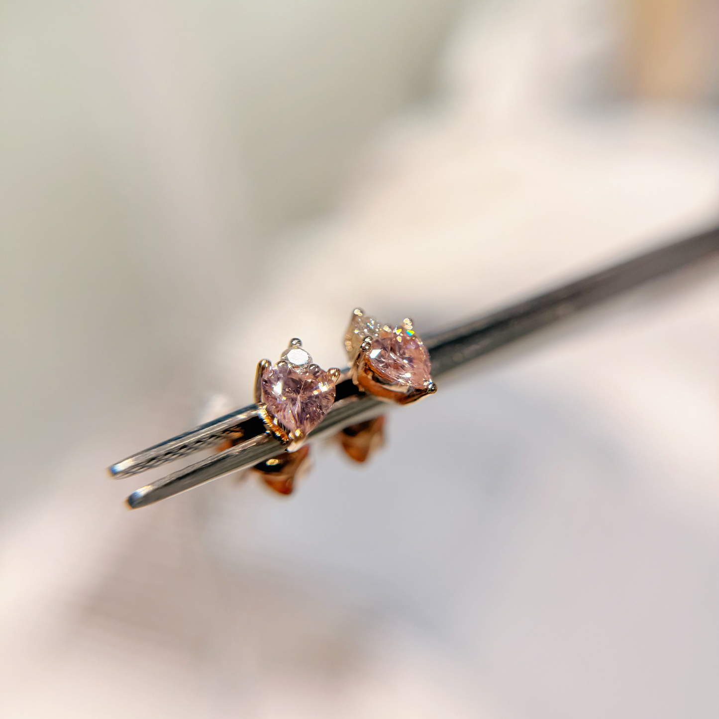 *New*S925 優雅心形粉紅鋯石拼鑽石皇冠耳環42AJE0169-紅