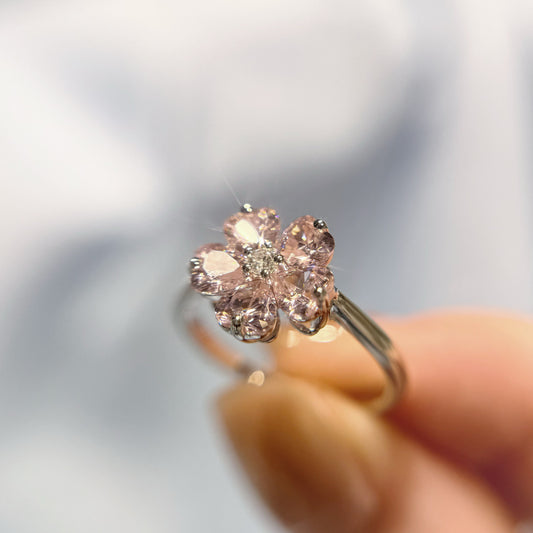 *春日新上* S925 粉紅櫻花鑽石戒指42AJR0456