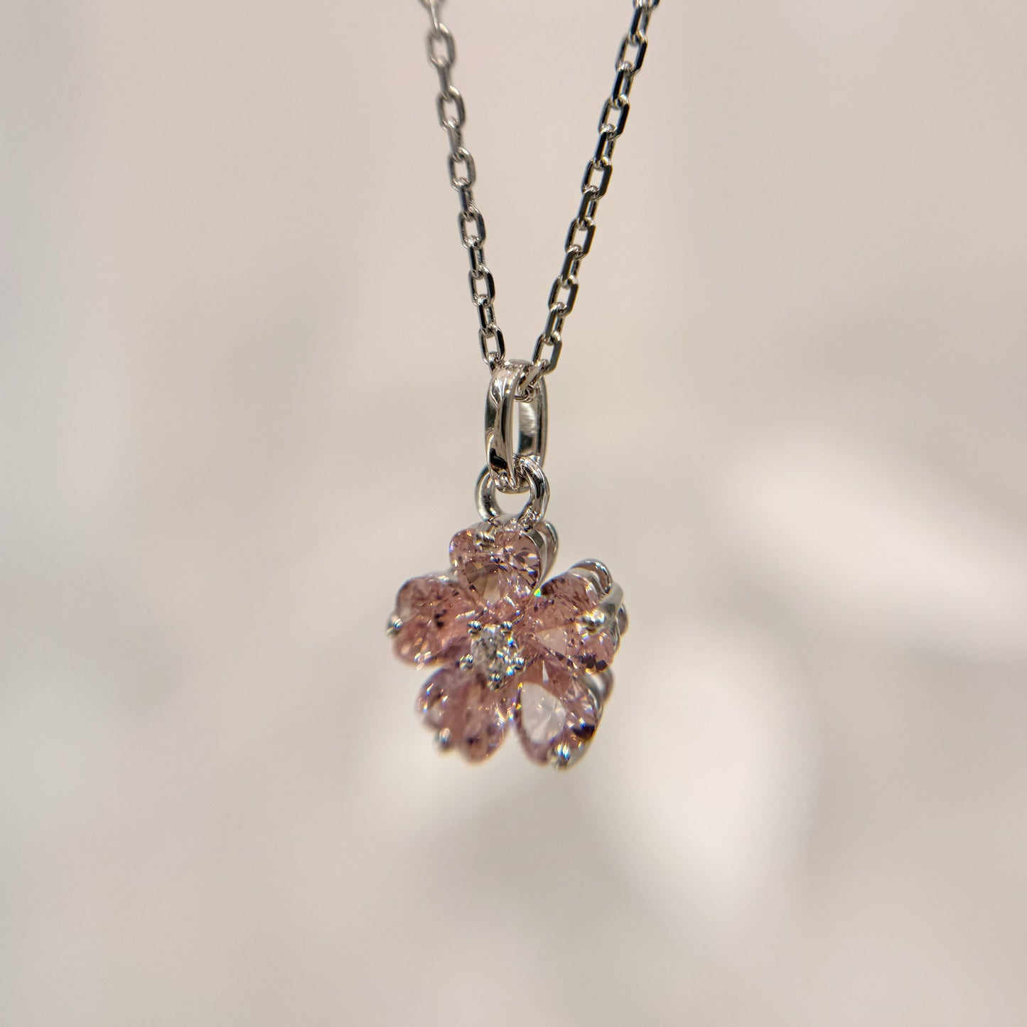 *春日新上* S925 粉紅櫻花鑽石頸鏈42AJN0187