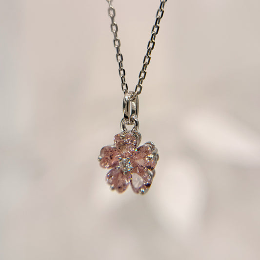 *春日新上* S925 粉紅櫻花鑽石頸鏈42AJN0187