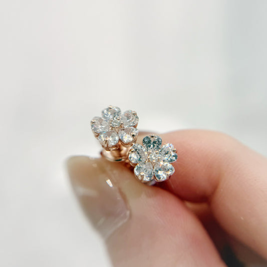 *春日新上* S925 透白櫻花鑽石耳釘42AJE0175-紅