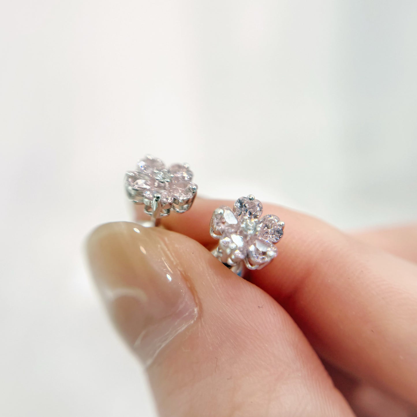 *春日新上* S925 粉紅櫻花鑽石耳釘42AJE0175