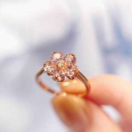 *春日新上* S925 粉紅櫻花鑽石戒指42AJR0456-紅