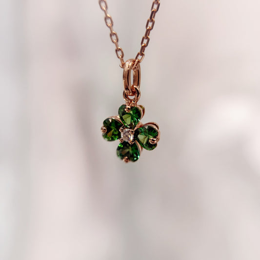 *春日新上* S925 蘋果綠幸運四葉草鑽石頸鏈42AJN0188-紅