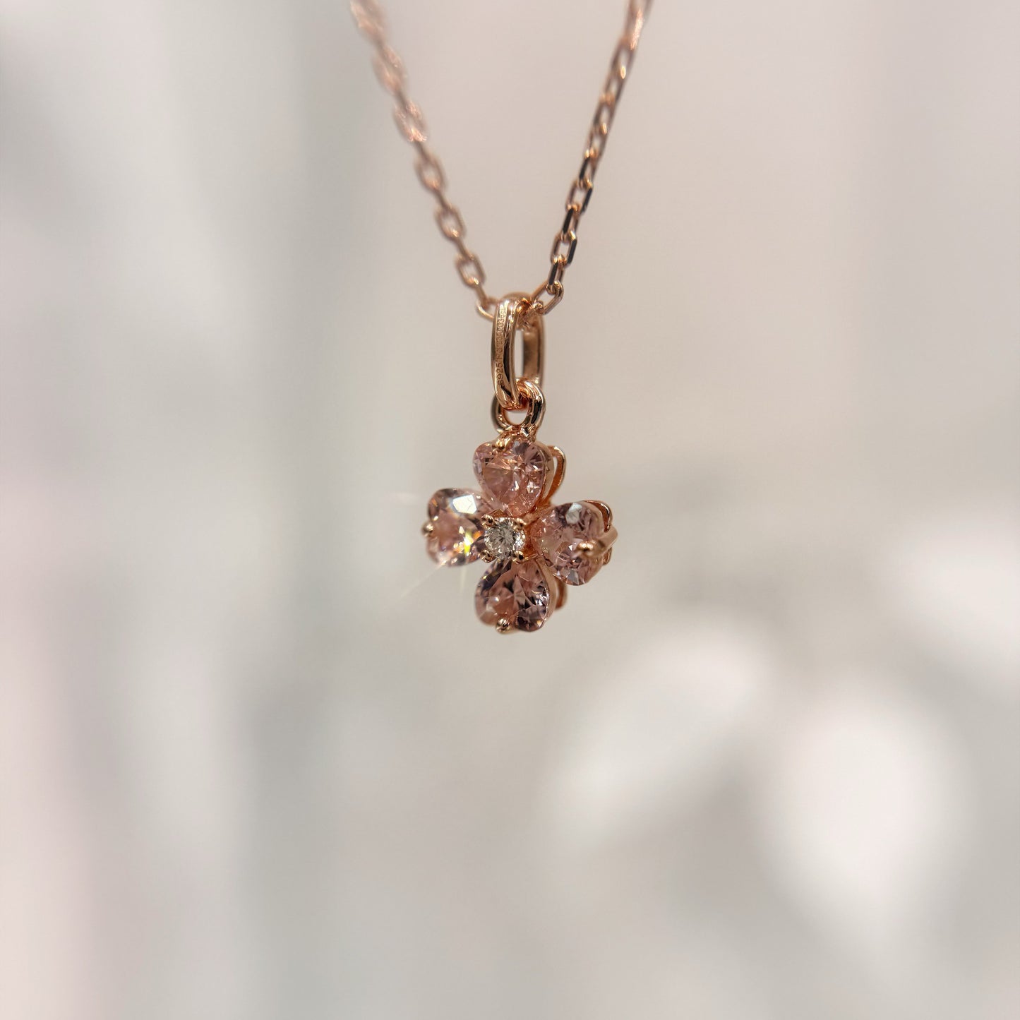 *春日新上* S925 粉紅幸運四葉草鑽石頸鏈42AJN0188-紅