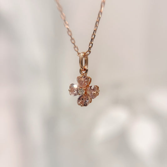 *春日新上* S925 粉紅幸運四葉草鑽石頸鏈42AJN0188-紅