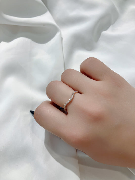 *New* S925 波浪形半圈碎鑽線戒42AJR0454-紅