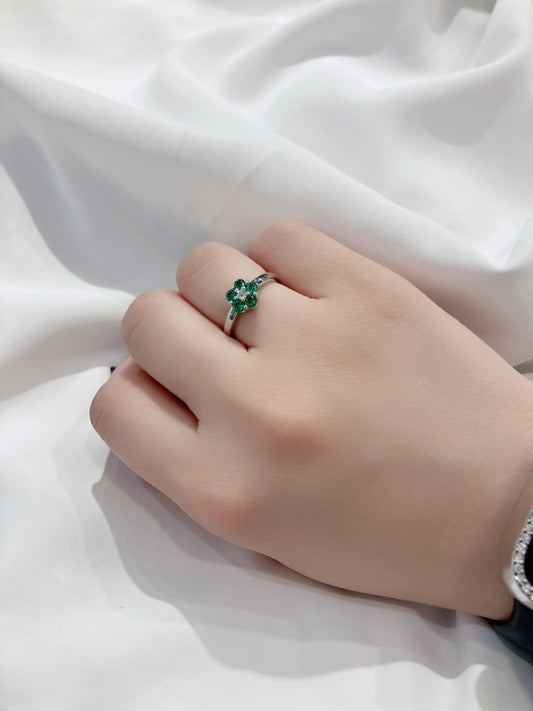 *New* S925 優雅翠綠鋯石梅花鑽戒42AJR0453