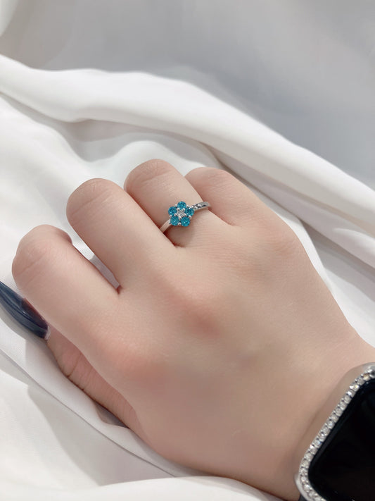 *New* S925 優雅天藍鋯石梅花鑽戒42AJR0453-1