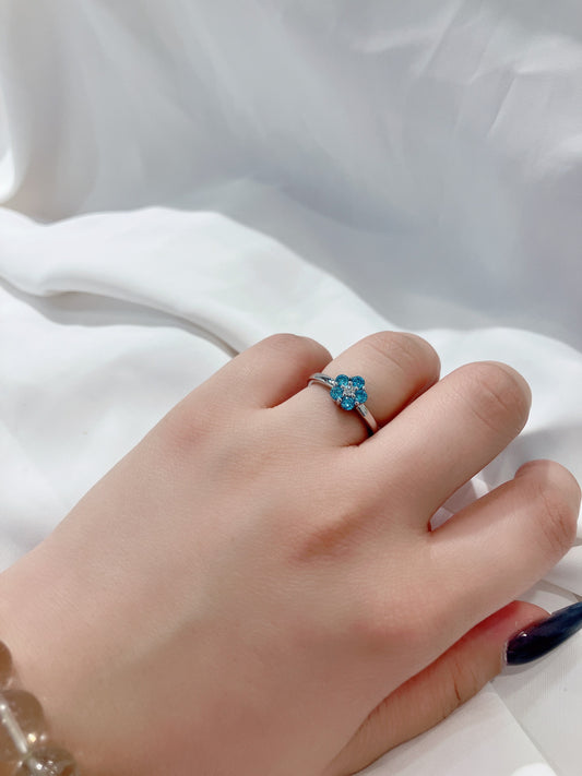 *New* S925 優雅天藍鋯石梅花鑽戒42AJR0453-2