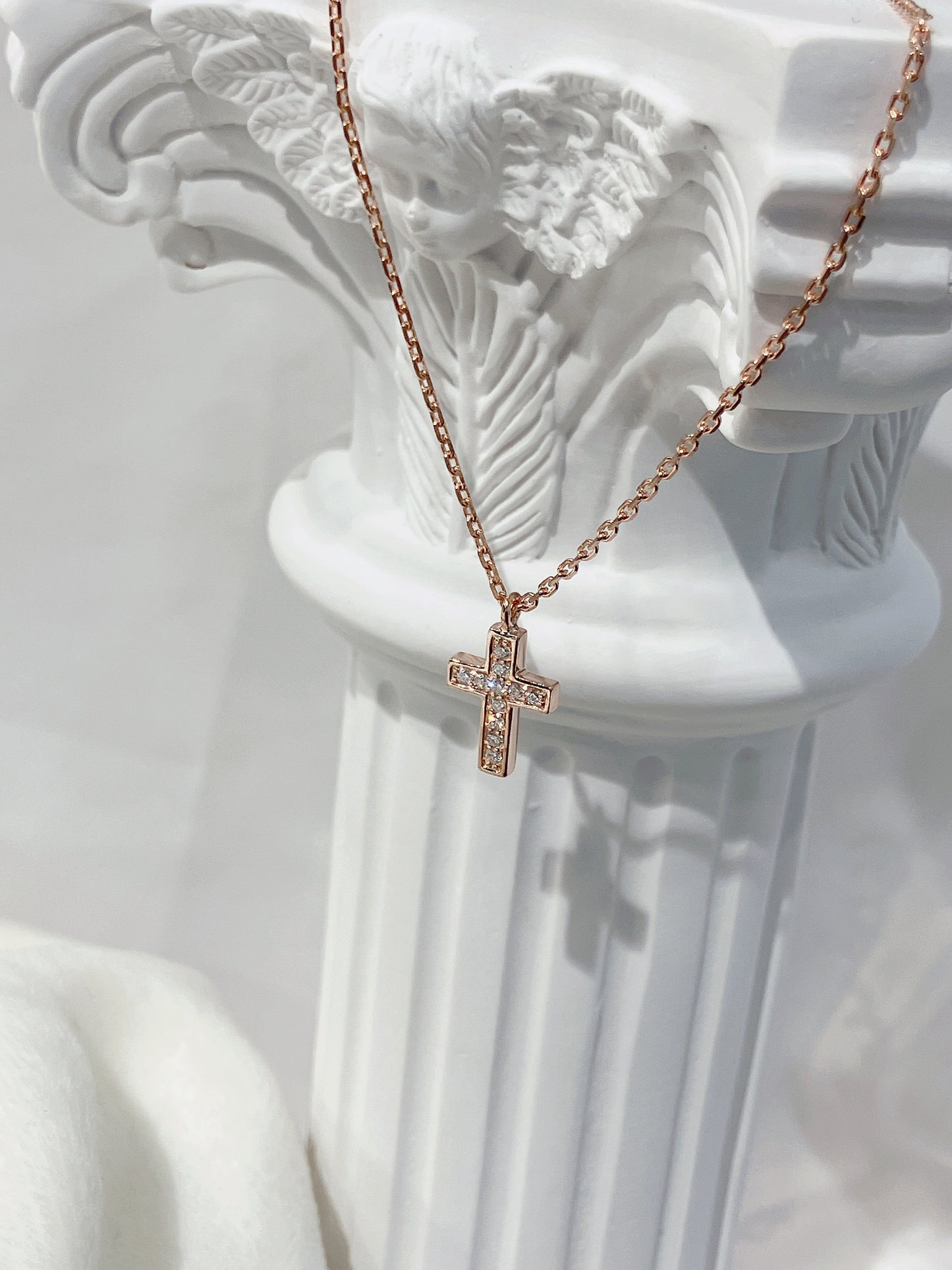 *New* S925 簡約十字鑽石鏈頸42AJN0175-紅