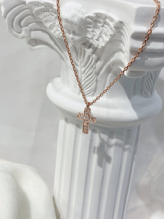 *New* S925 簡約十字鑽石鏈頸42AJN0175-紅