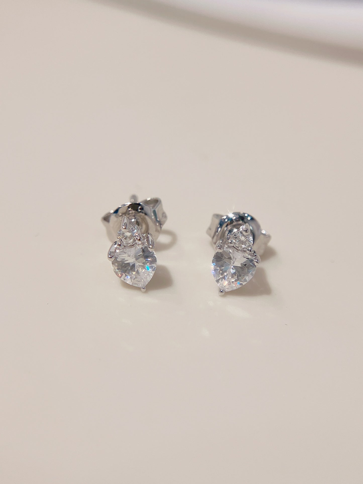 *New* S925 優雅心形透明鋯石拼鑽石皇冠耳環42AJE0169