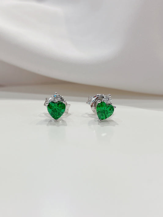 *New* S925 優雅心形粉紅鋯石拼鑽石皇冠耳環42AJE0169