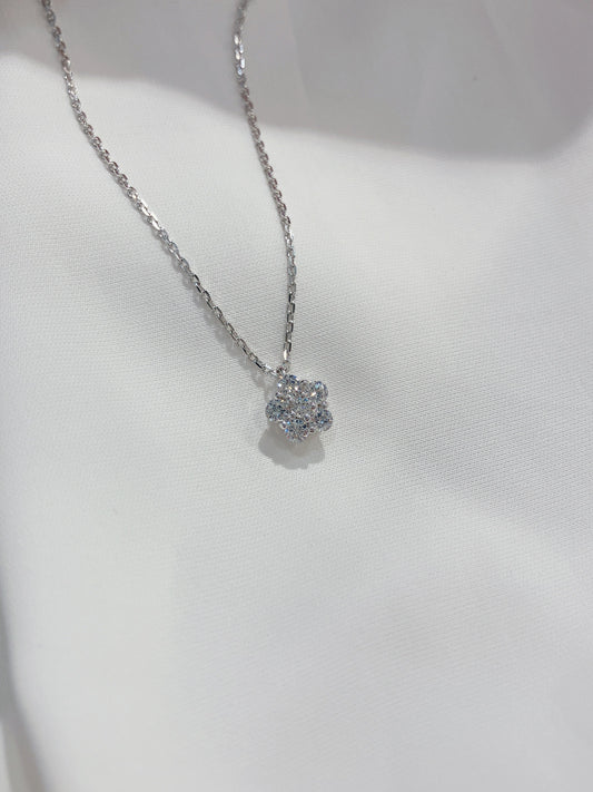 *New* S925 優雅透白鋯石櫻花鑽石頸鏈42AJP0276