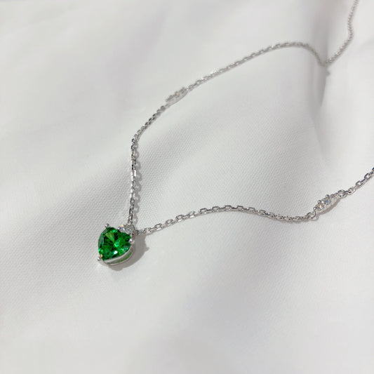 *New* S925 優雅翠綠心形鋯石皇冠鑽石頸鏈42AJN0178