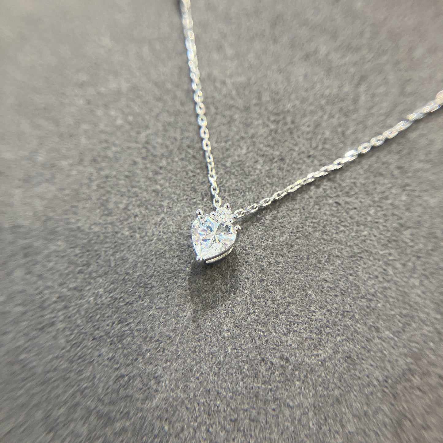 *New* S925 優雅白色心形鋯石皇冠鑽石頸鏈42AJN0178