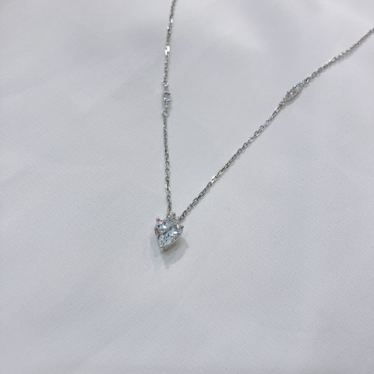 *New* S925 優雅白色心形鋯石皇冠鑽石頸鏈42AJN0178