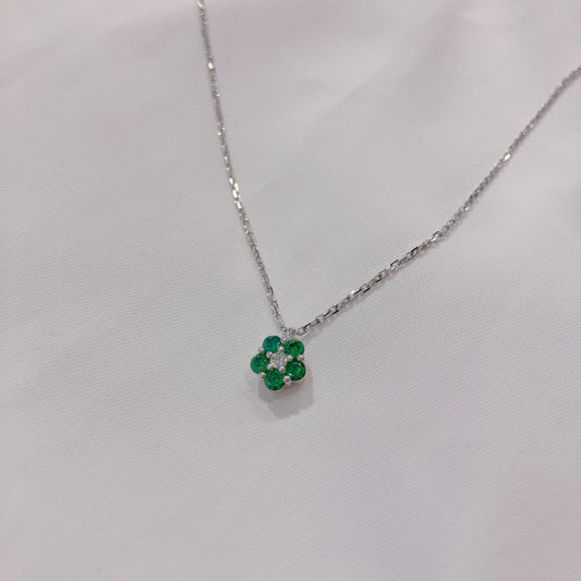 *New*S925 優雅綠色鋯石櫻花鑽石頸鏈42AJP0276