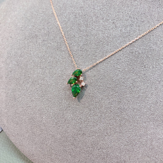 *New*S925 綠色鋯石鑲嵌L鑽石套鏈42AJN0173-紅