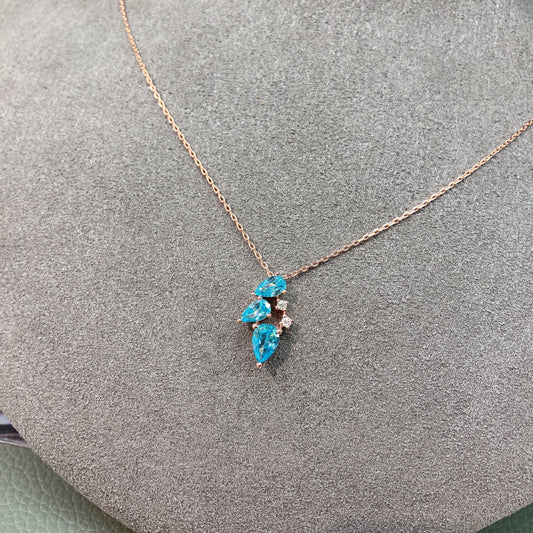 *New*S925 天藍鋯石鑲嵌L鑽石套鏈42AJN0173-紅