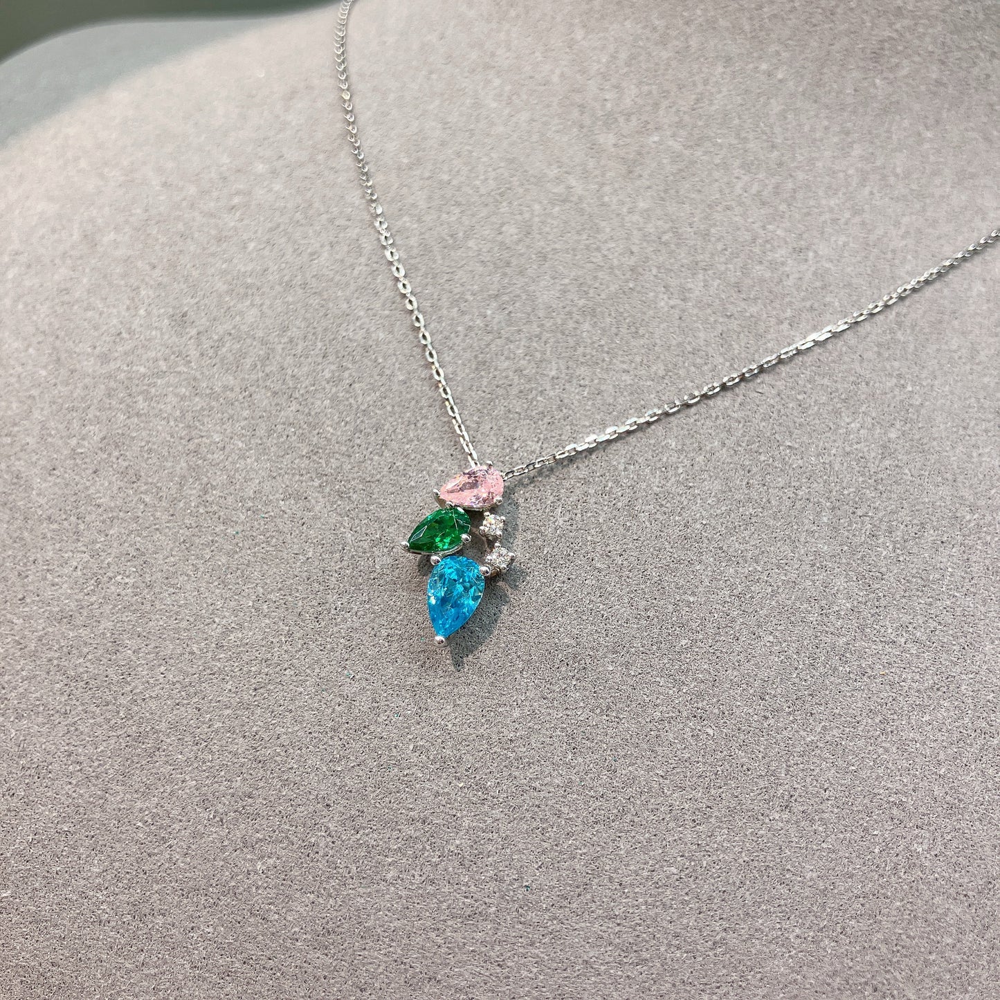 *New*S925 三色鋯石鑲嵌L鑽石套鏈42AJN0173