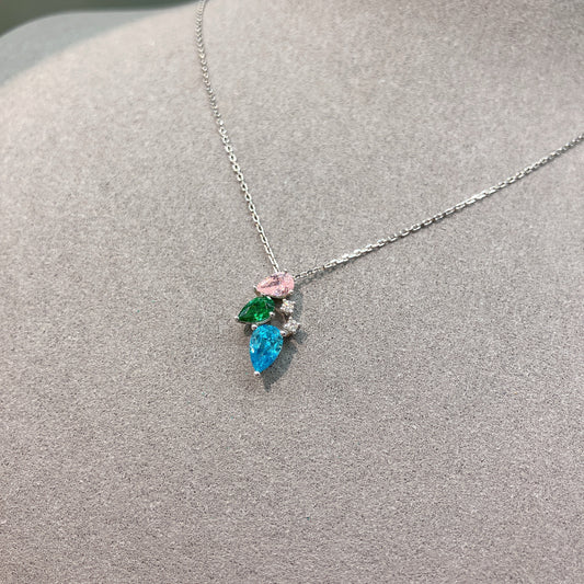 *New*S925 三色鋯石鑲嵌L鑽石套鏈42AJN0173