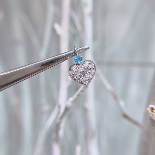 S925 華麗心形碎鑽全鑲拼水藍色鋯石吊墜42AJP0277