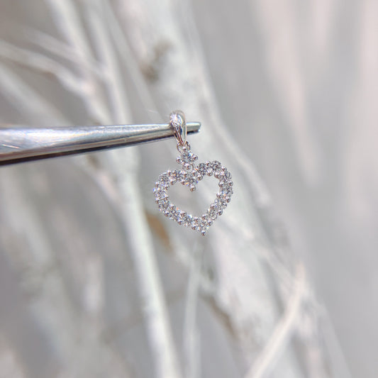 S925 別緻空心心形碎鑽吊墜42AJN0176